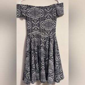 Snap Black and White Off-Shoulder Dress